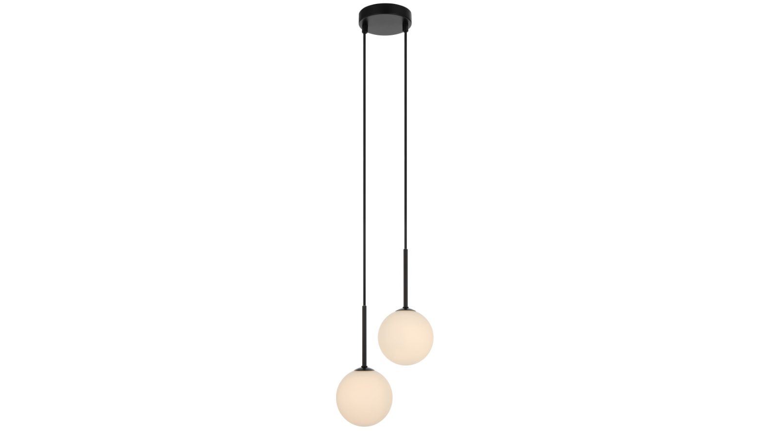 Pretty & Practical Zanowood 2-Light Pendant with Opal Matt Glass Shade - Black