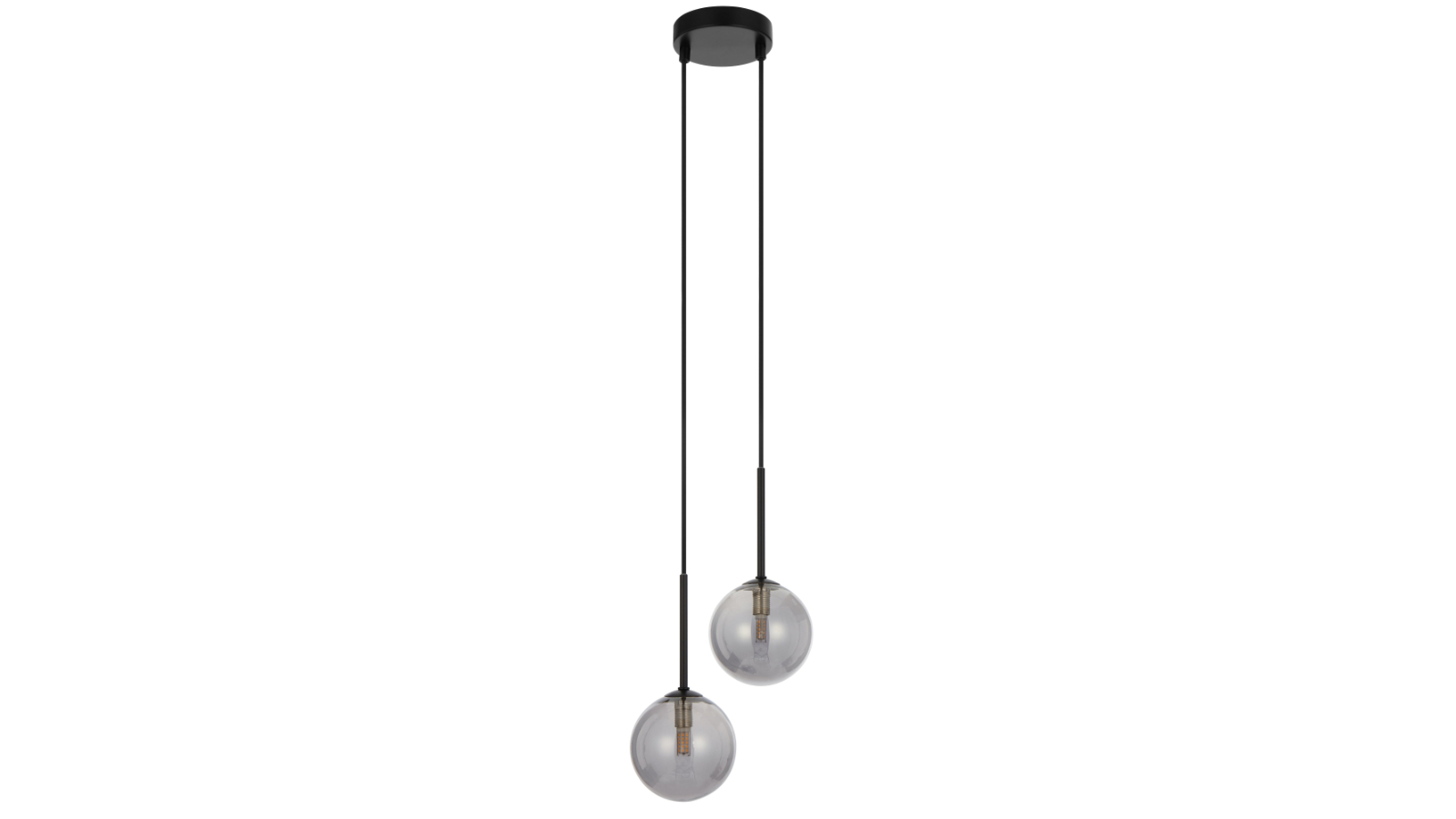 Pretty & Practical Teraline Black 2-Light Pendant with Sleek Smoked Glass Shade
