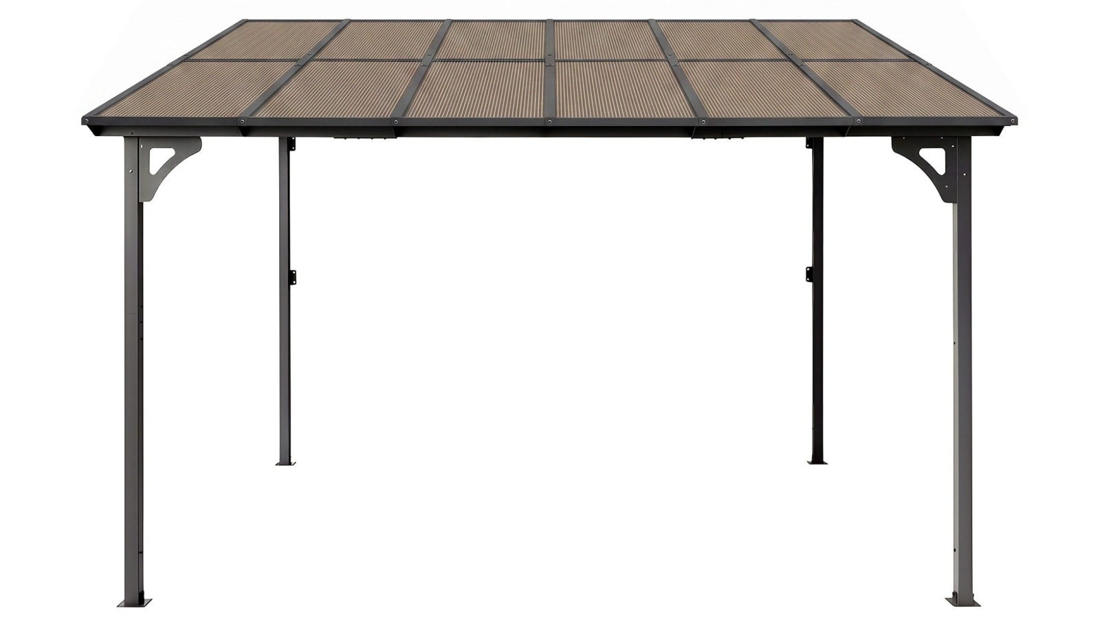 Instahut 356 x 275cm Gazebo Lean-To Pergola Garden Patio Polycarbonate - Brown