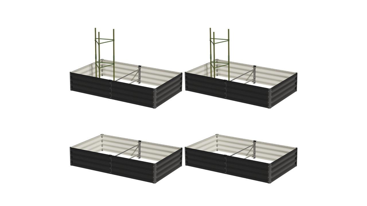 Livsip 4 Piece Planter Stand Box Raised Container Galvanise Garden Bed - 150 x 90 x 30cm