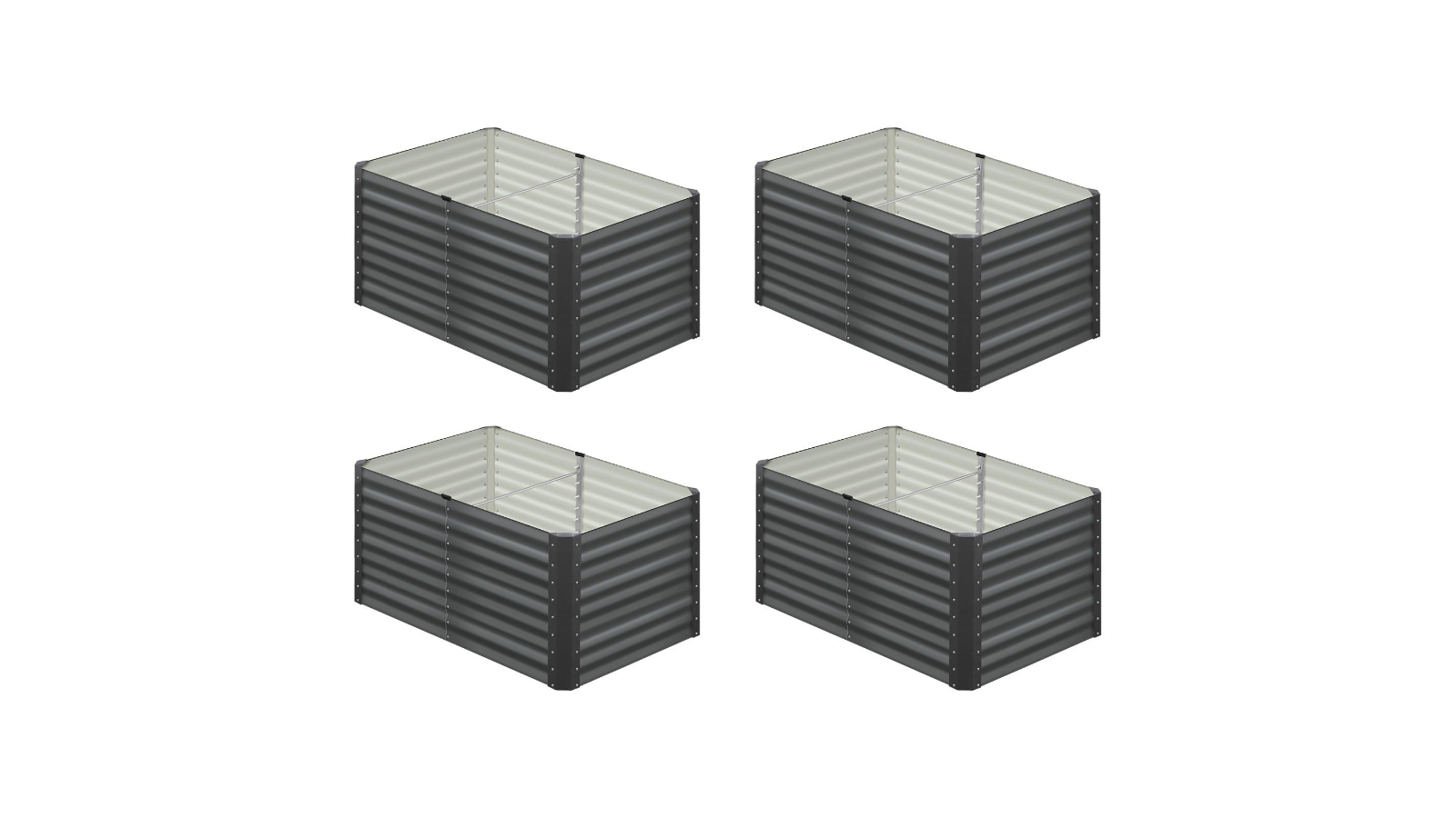 Livsip 2 Piece Aluminium Grey Raised Garden Bed Steel