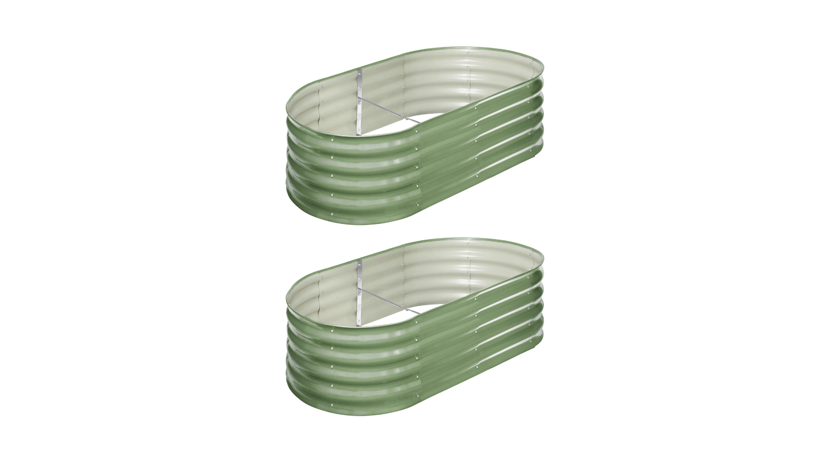Livsip Set of 2 Green Galvanised Raised Garden Bed - 160 x 80 x 42cm
