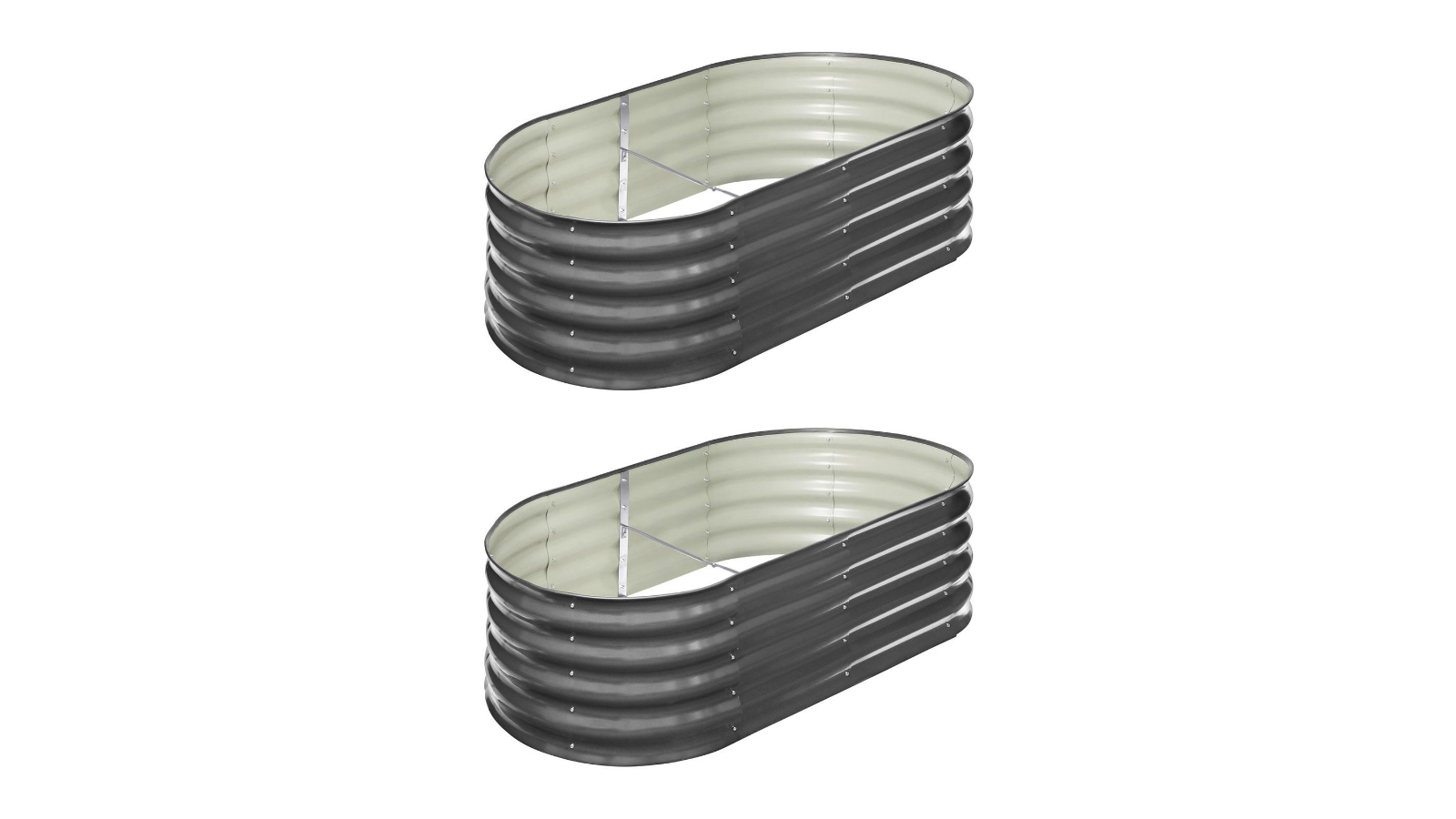 Livsip Set of 2 Galvanised Raised Steel Oval Garden Bed - 160 x 80 x 42cm