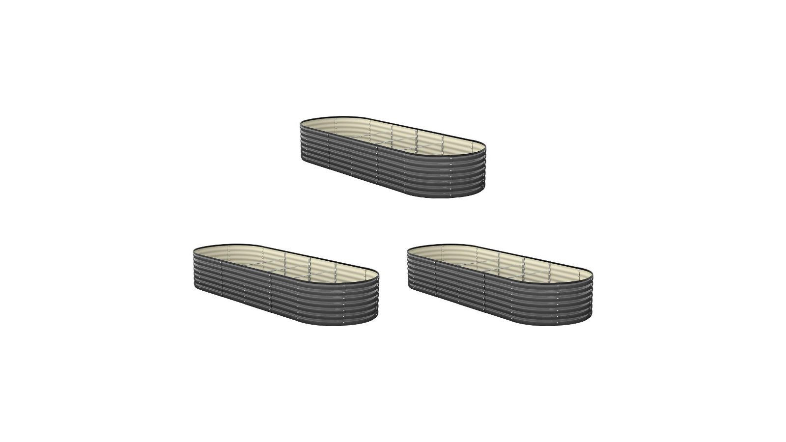 Livsip 3 Piece Ellipse Steel Raised Garden Bed - 240cm