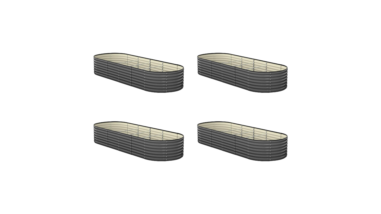 Livsip 4 Piece Ellipse Steel Raised Garden Bed 