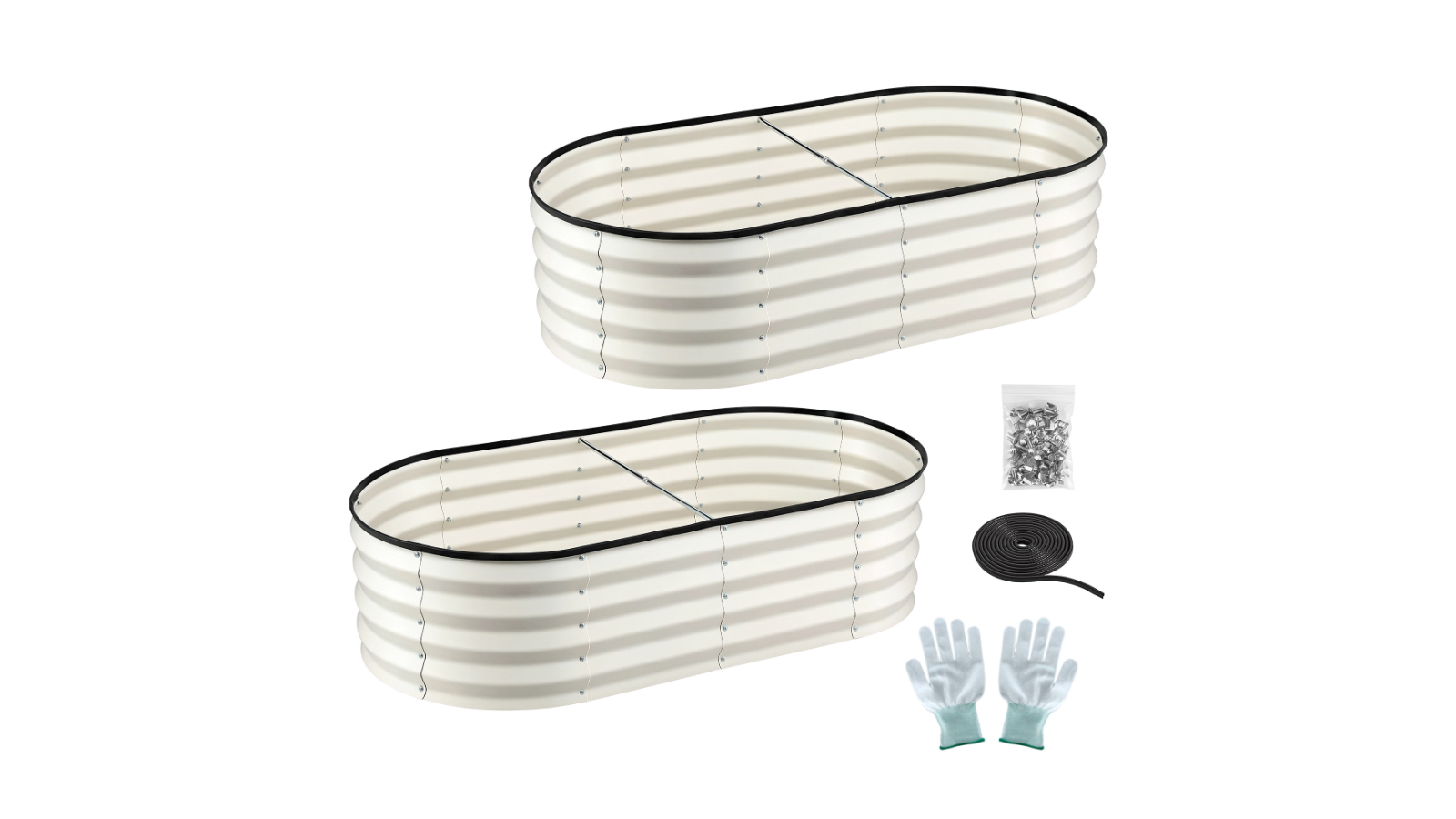 Green Fingers Pack of 2 Raised Galvanised Rust Resistant Planter Box Garden Bed - White