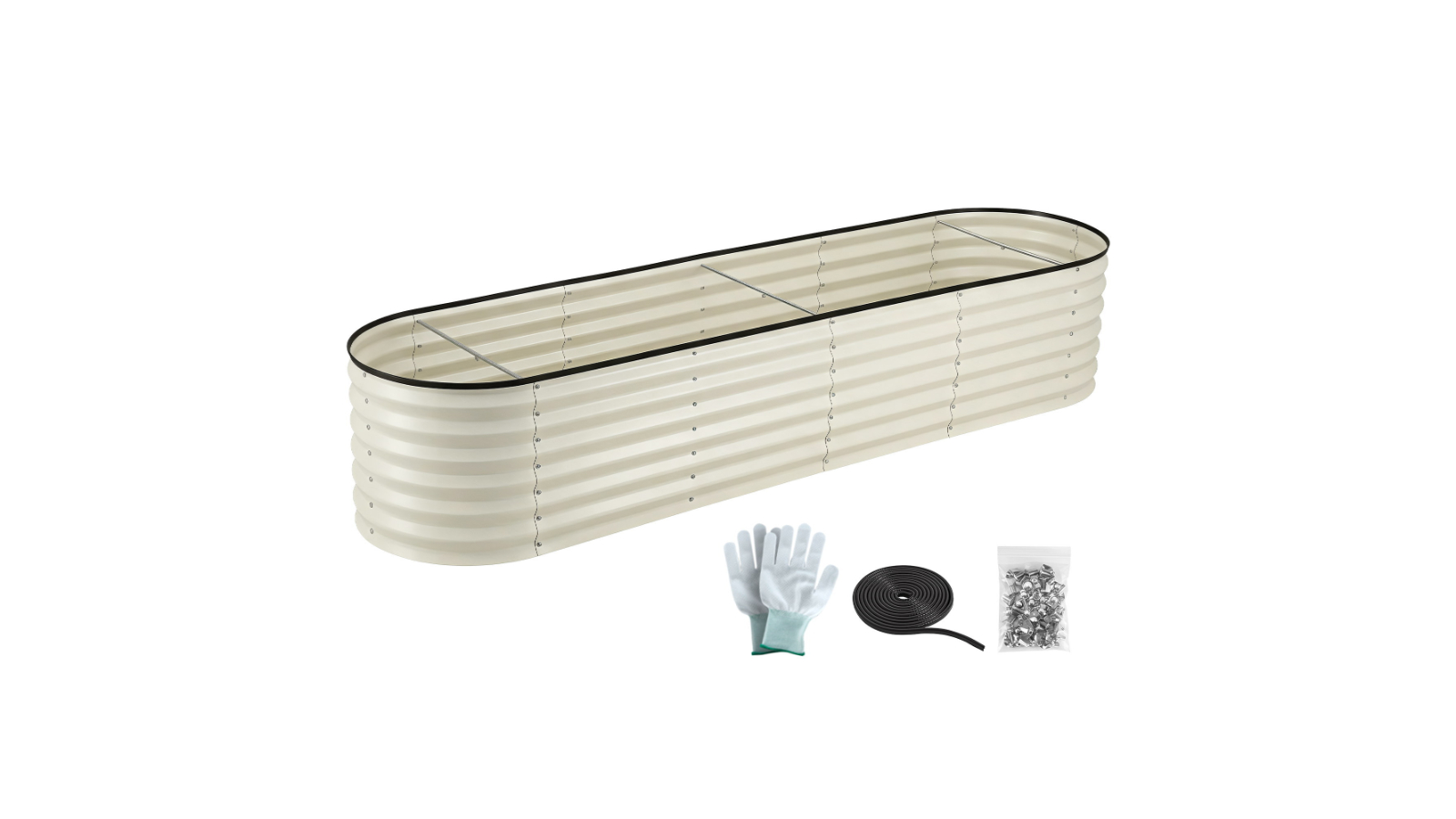 Green Fingers Oval Raised Galvanised Rust Resistant Planter Box Garden Bed - White