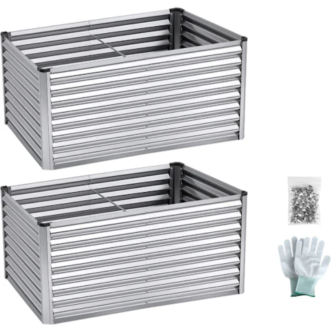 Green Fingers 2-in-1 Modular Raised Galvanised Rust Resistant Planter Box Garden Bed