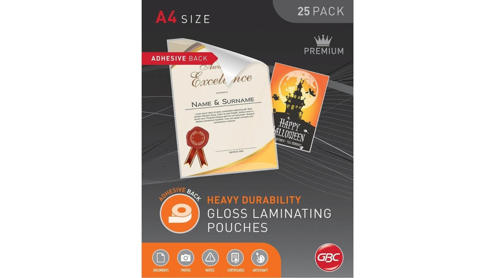 GBC 125 Micron A4 Clear Adhesive Backing Laminating Pouch