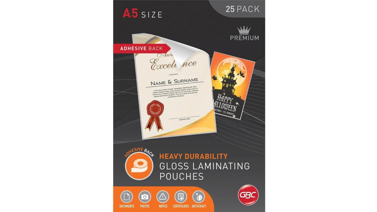 GBC 125 Micron A5 Clear Adhesive Laminating Pouch