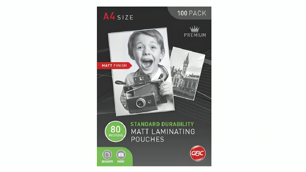 GBC Pack of 100 Matt Frost 80 Micron A4 Clear Laminating Pouch