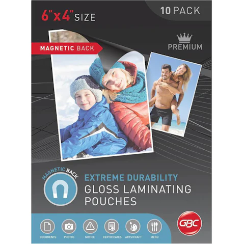 GBC Box of 10 Magnetic 175 Micron Clear Laminating Pouch - 6 x 4inch