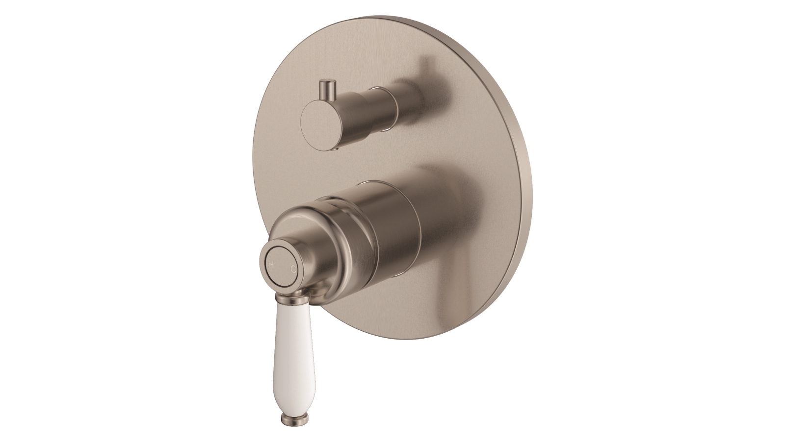 Palermo Luca Georgia Wall Diverter Mixer (Brushed Nickel) with White Handle