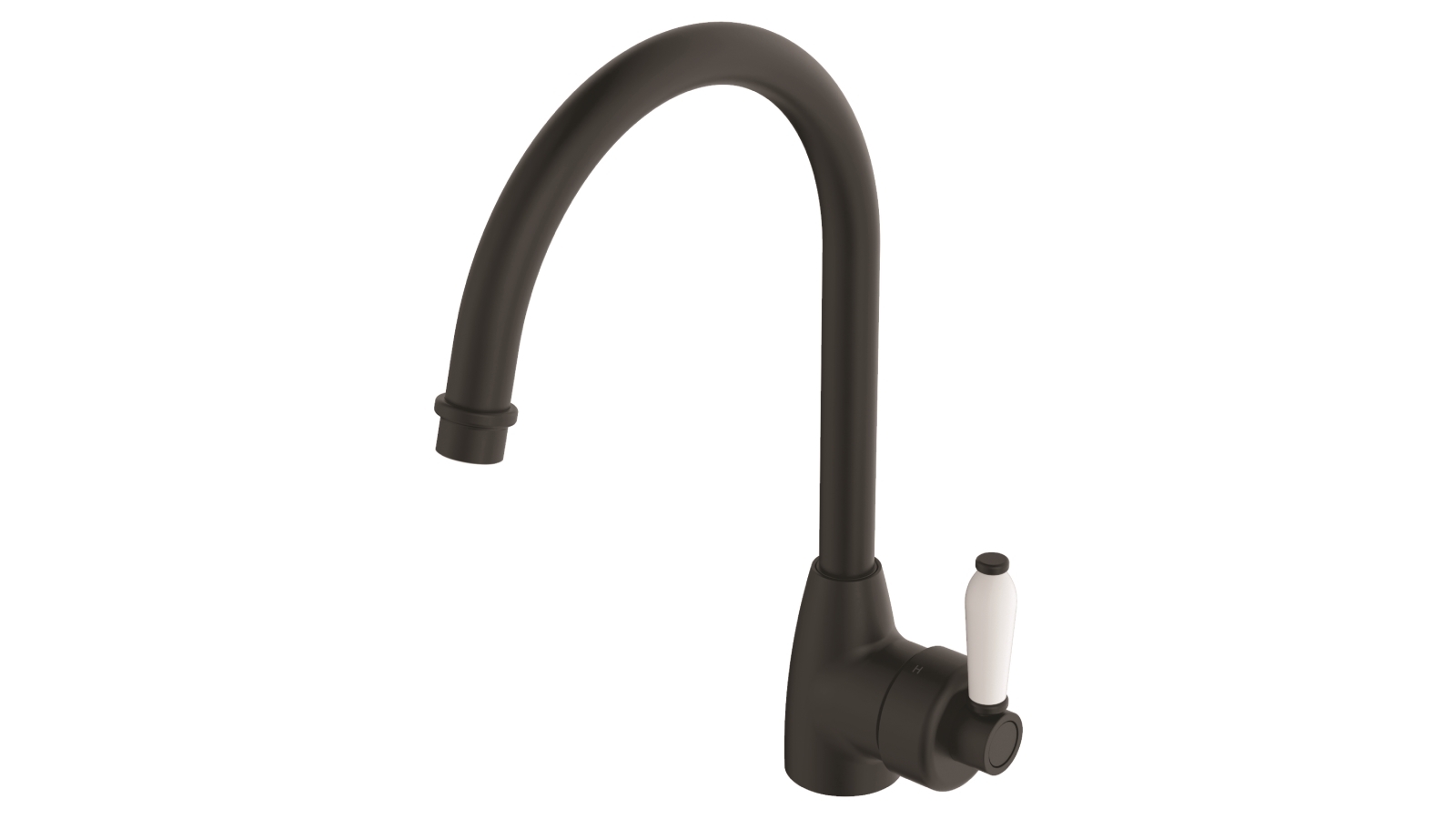 Palermo Luca Georgia Gooseneck Sink Mixer (Matte Black) with White Handle