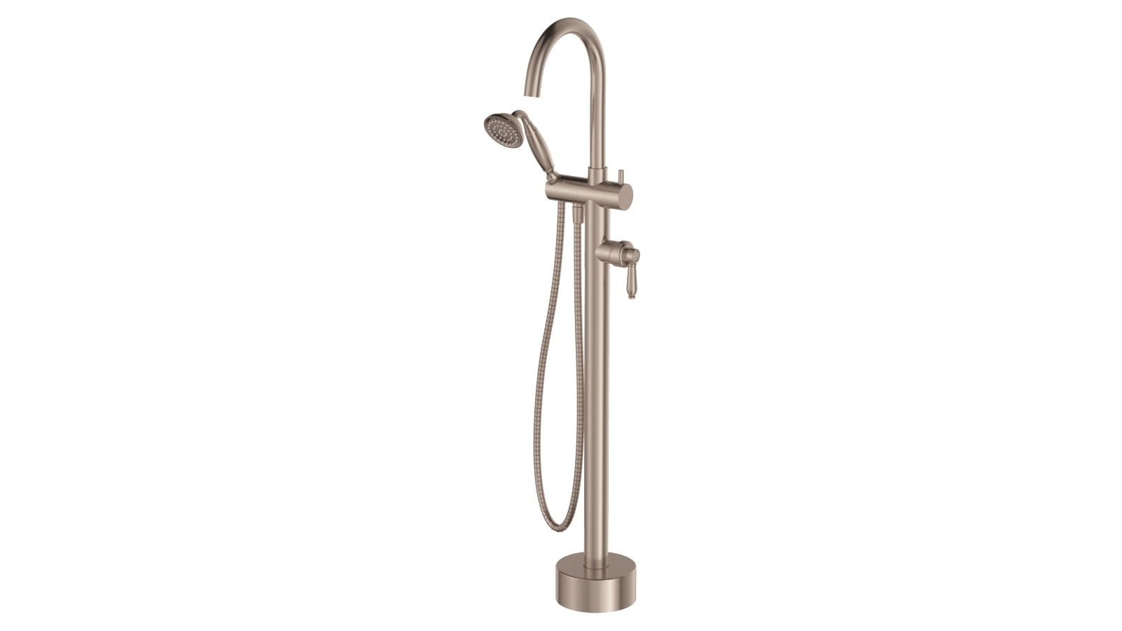 Palermo Luca Georgia Floor Mounted Mixer & Shower (Brushed Nickel) with Brushed Nickel Handle
