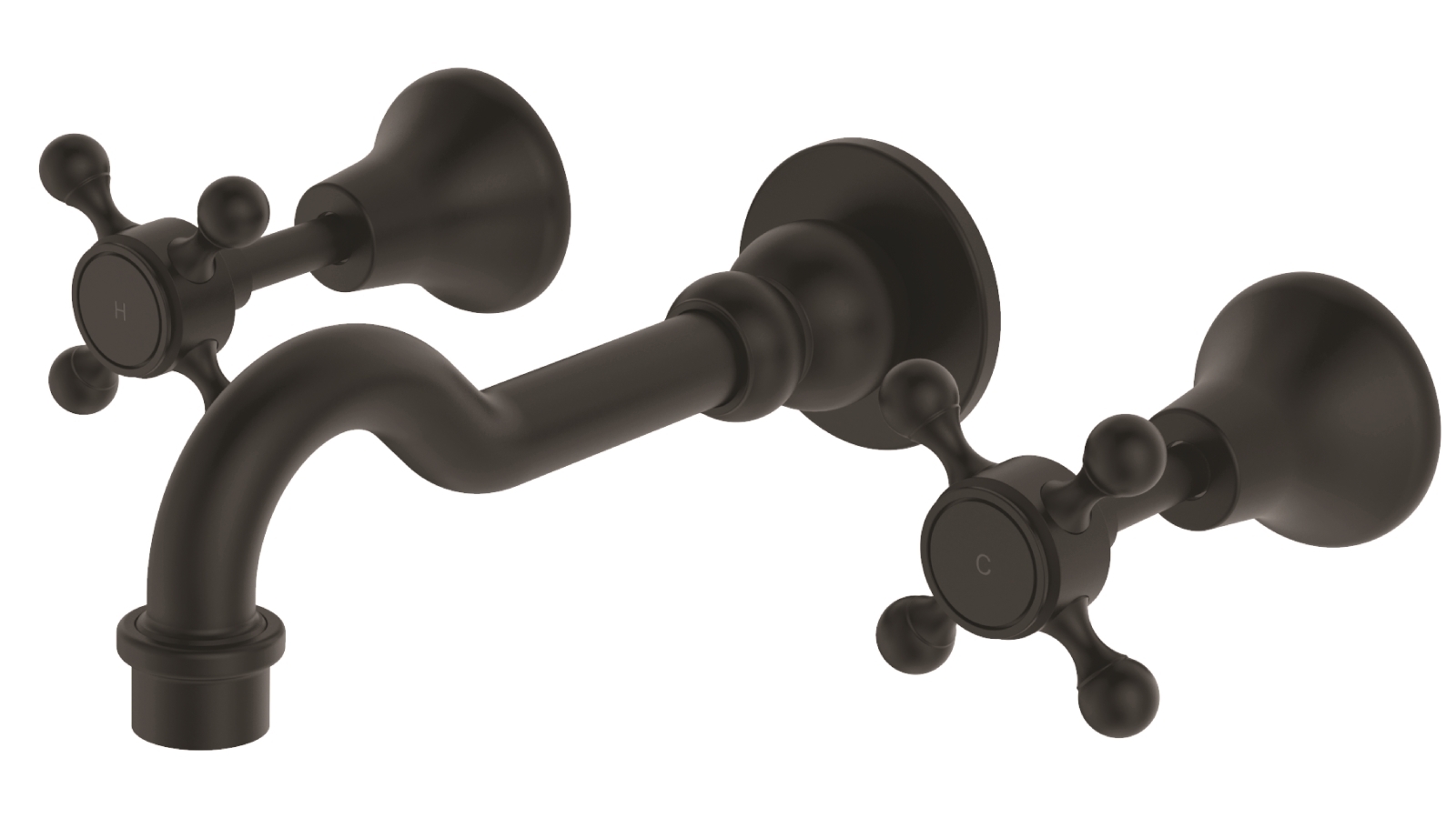 Palermo Luca Georgia Shepherds Crook Basin & Bath Wall Set - Matte Black
