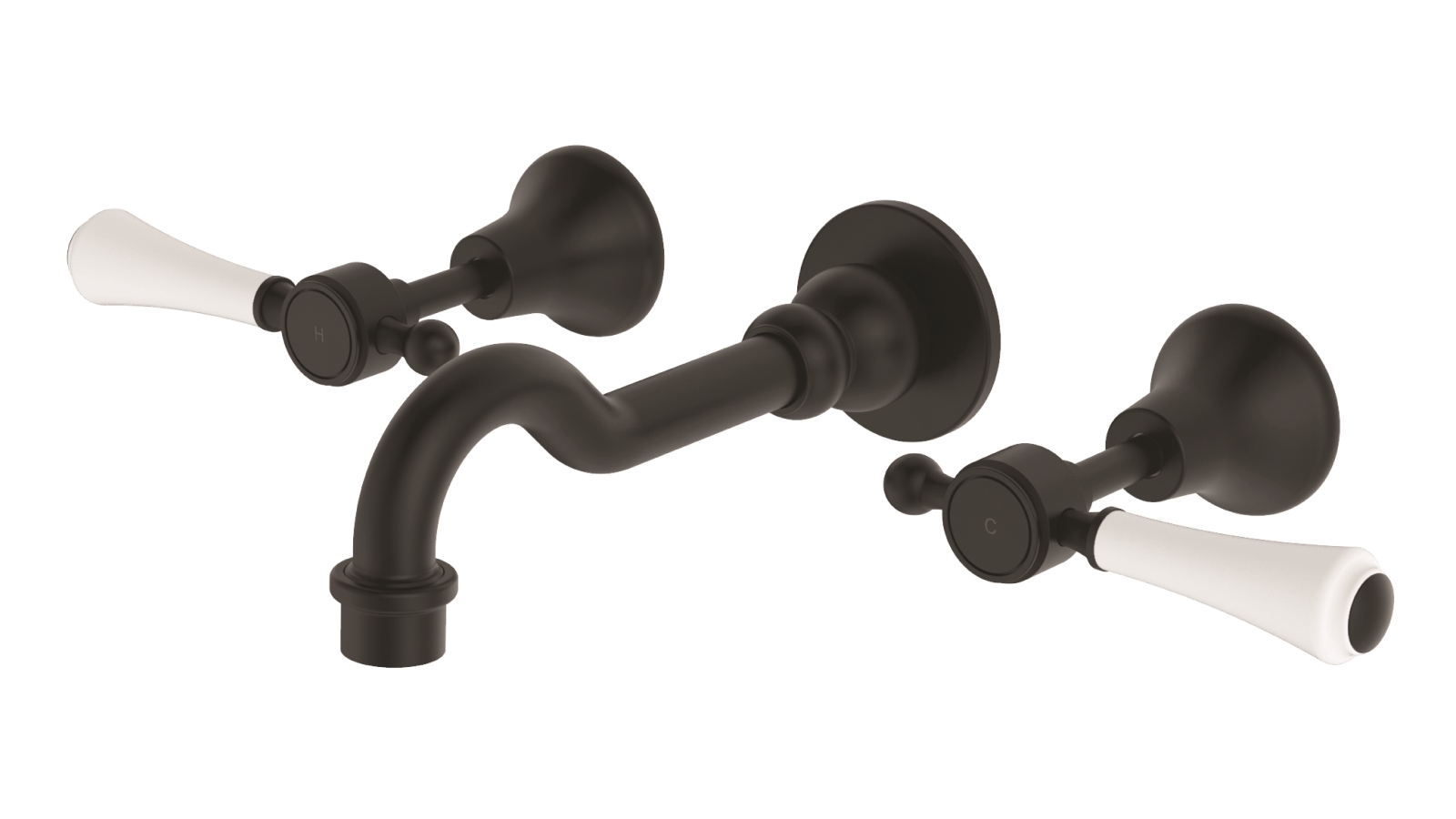 Palermo Luca Lever Shepherds Crook Basin & Bath Wall Set