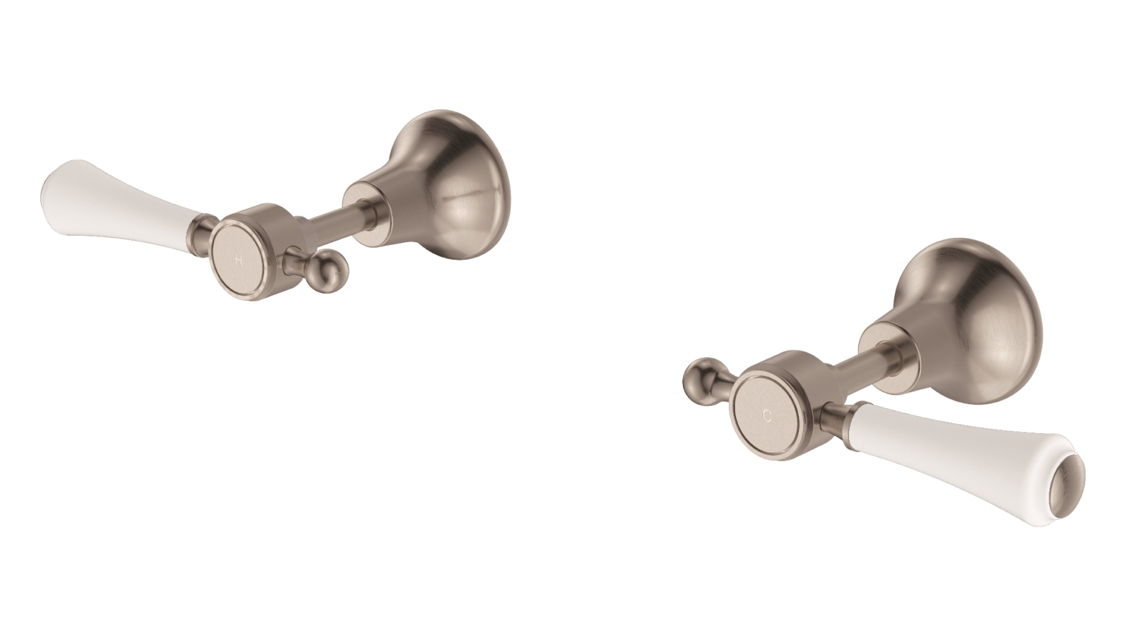 Palermo Luca Georgia Lever Wall Top Assembly (Brushed Nickel) with White Handle