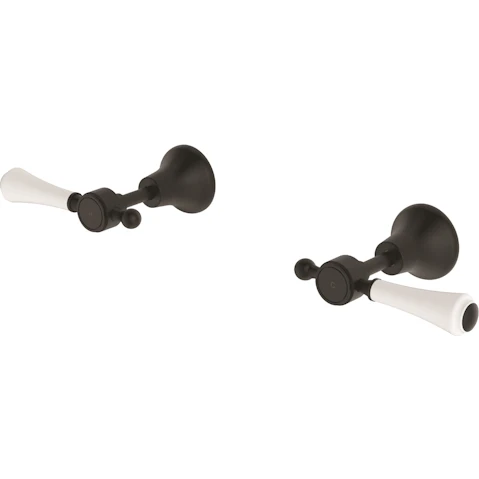 Palermo Luca Georgia Lever Wall Top Assembly (Matte Black) with White Handle