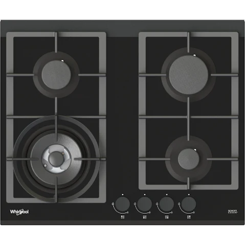 Whirlpool 600mm 4 Burner Gas Cooktop - Black Glass