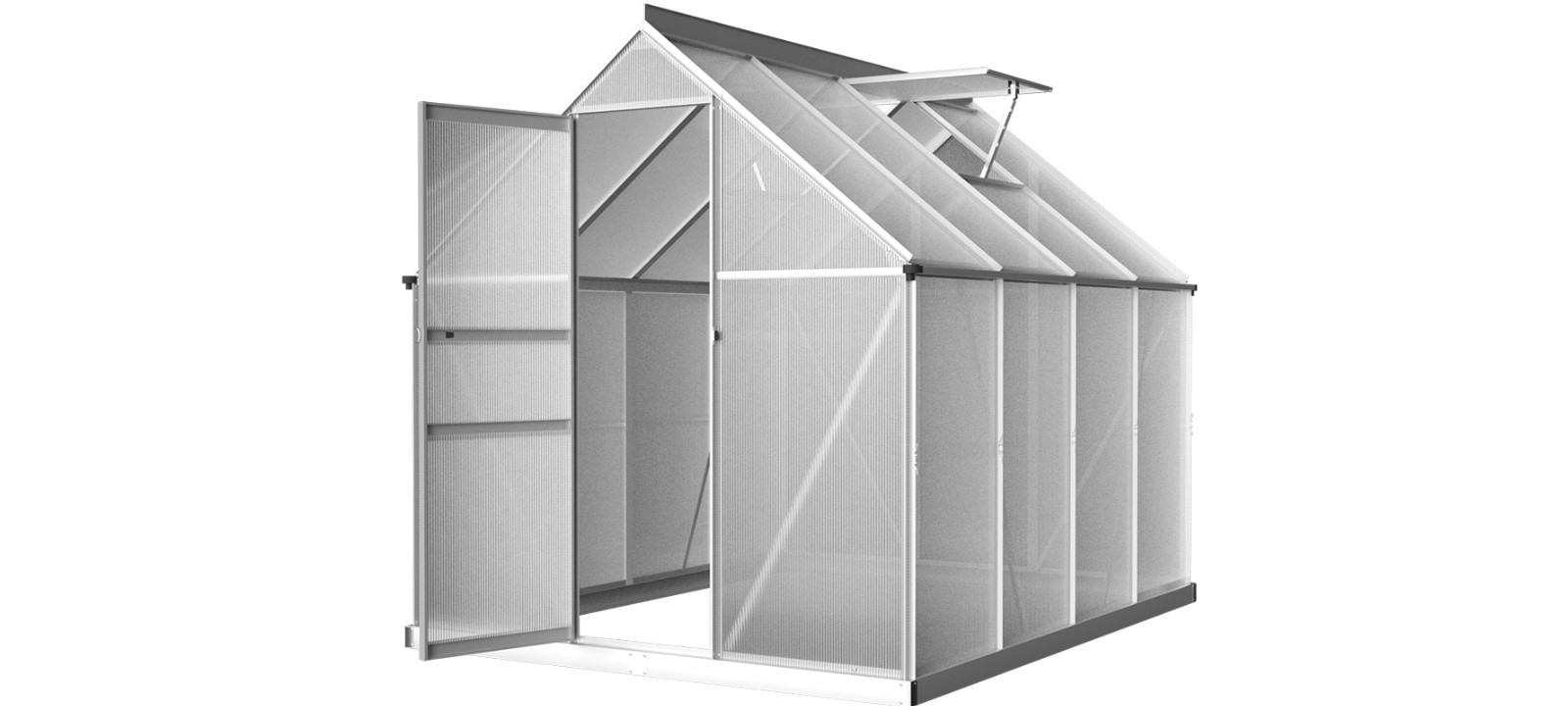 Greenfingers 2.42 x 1.9 x 1.95metre Greenhouse Aluminium Polycarbonate Garden Shed