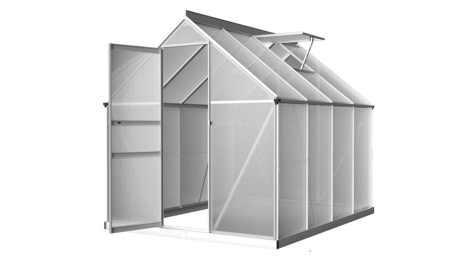 Greenfingers 2.42 x 1.9 x 1.95metre Greenhouse Aluminium Polycarbonate Garden Shed