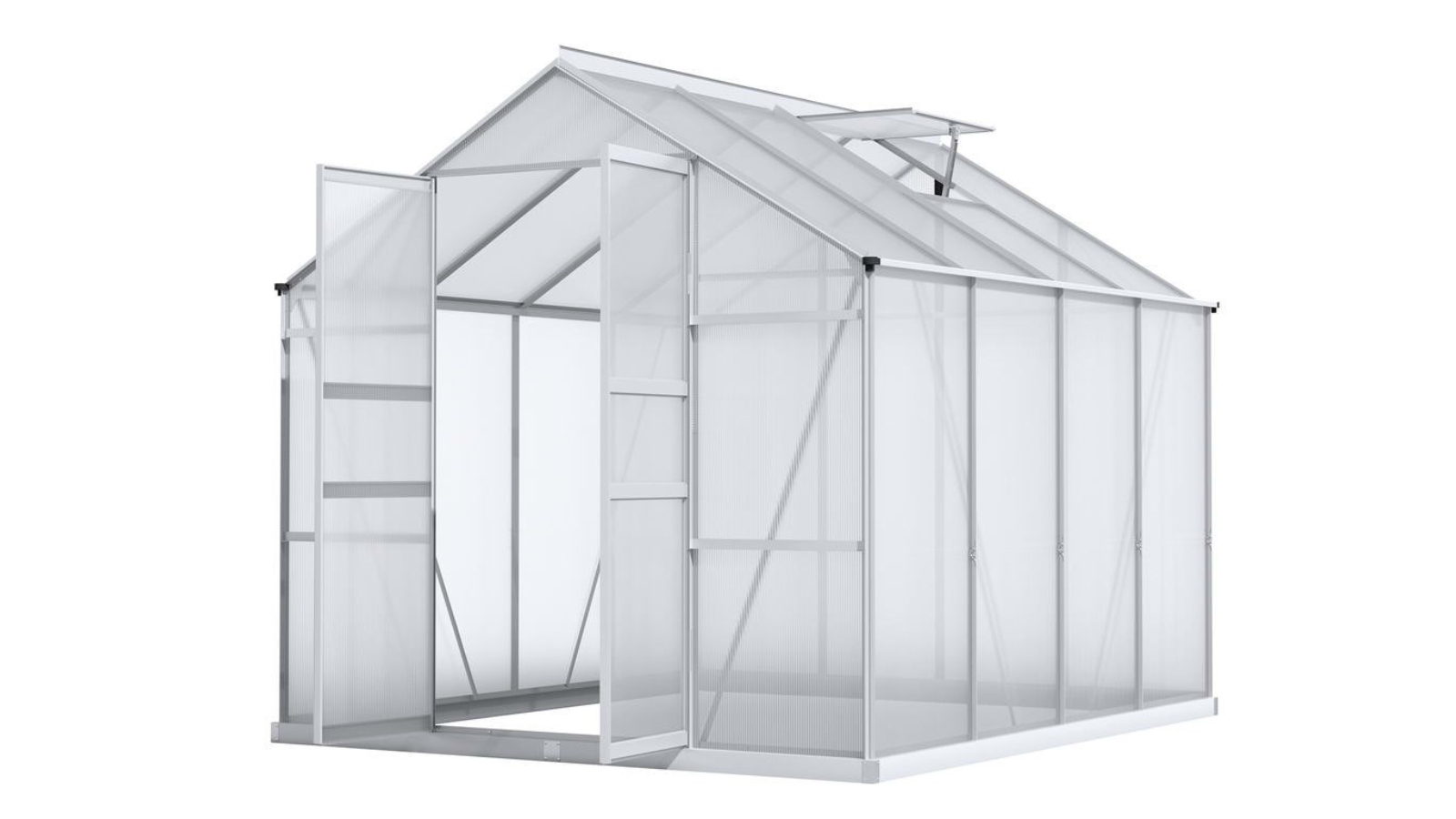 Greenfingers 2.42 x 2.5 x 2.26metre Greenhouse Aluminium Double Doors Garden Shed