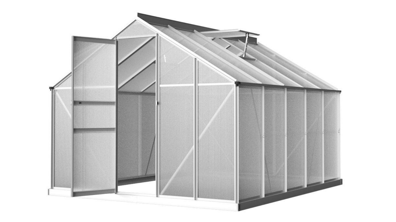 Greenfingers Aluminium Polycarbonate Greenhouse Garden Shed - 3 x 2.5metre