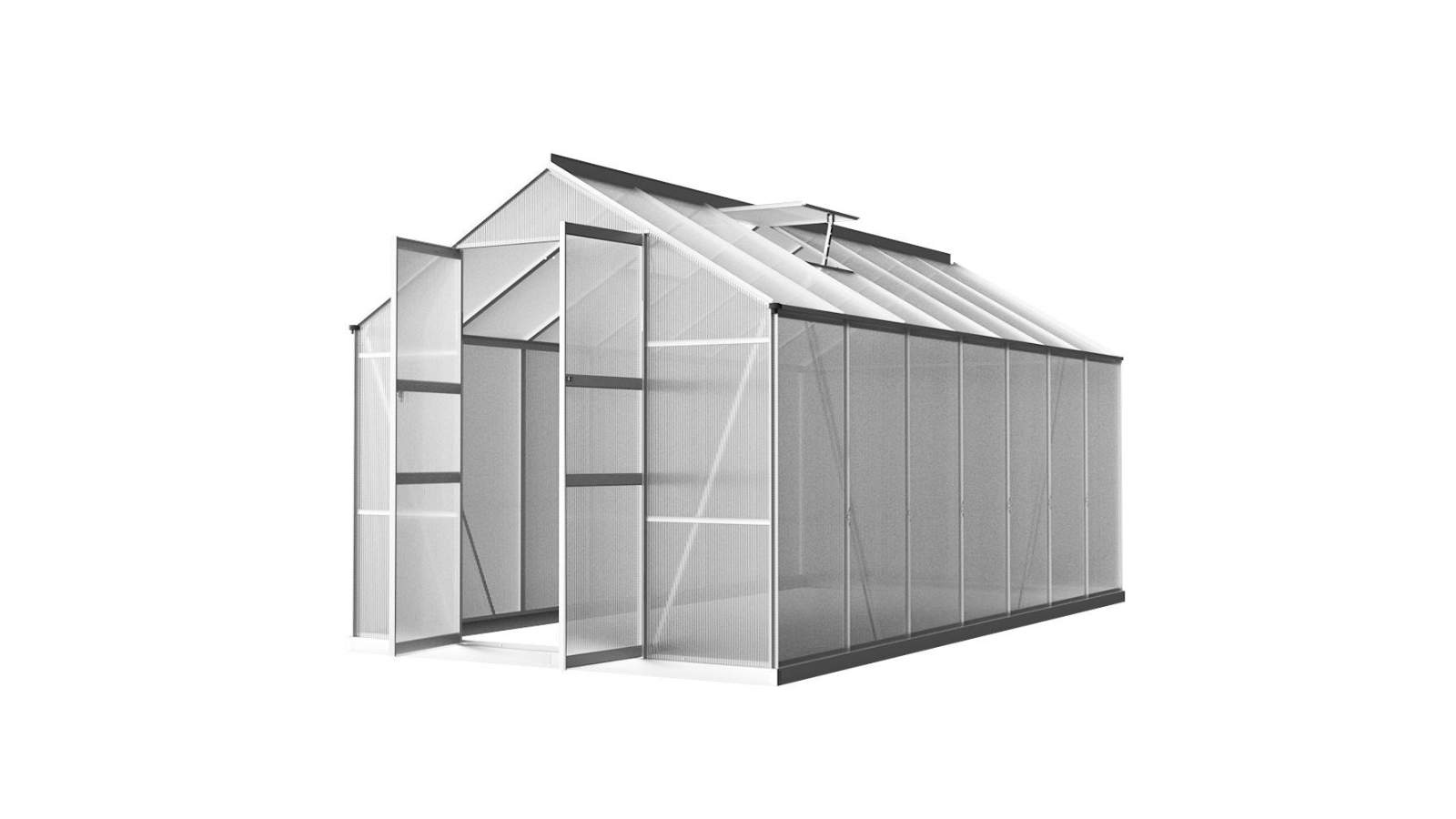 Green Fingers Double Door Aluminium Greenhouse - 410 x 250 x 226cm