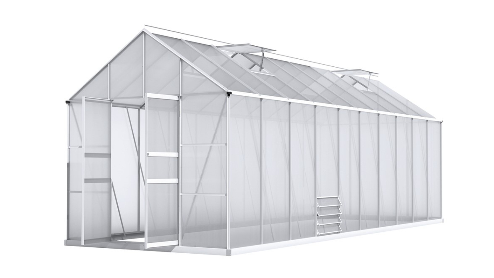Greenfingers 6.03 x 2.44 x 2.68metre Greenhouse Double Doors Aluminium Garden Shed