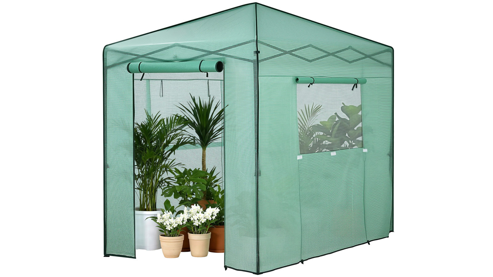 Green Fingers 180 x 240 x 240cm Steel Frame PE Cover Outdoor Shelter Greenhouse