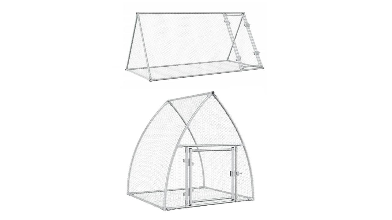 vidaXL Silver Galvanised Steel Rabbit Hutch