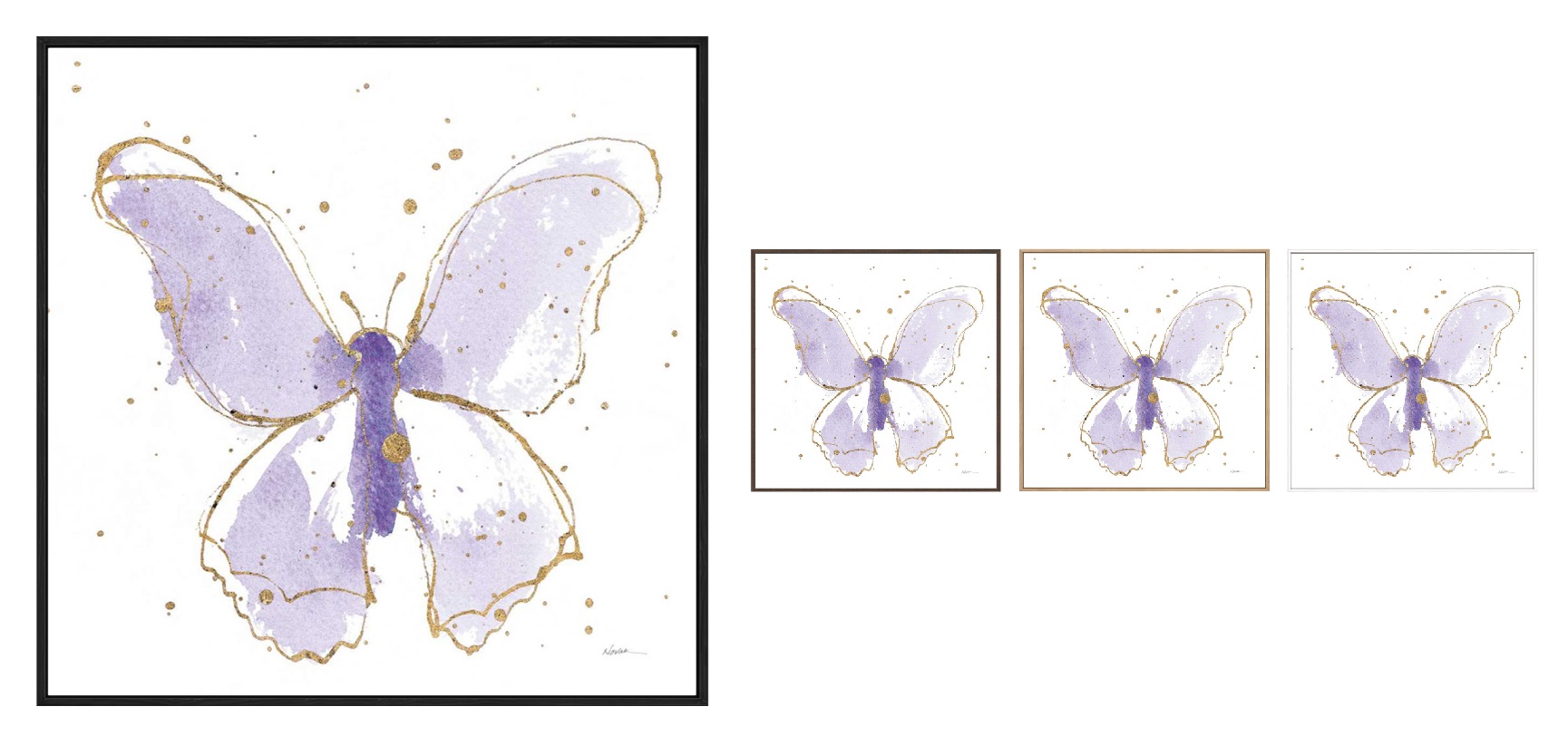 La Grolla Gilded Butterflies II Lavender Gallery Wall Art