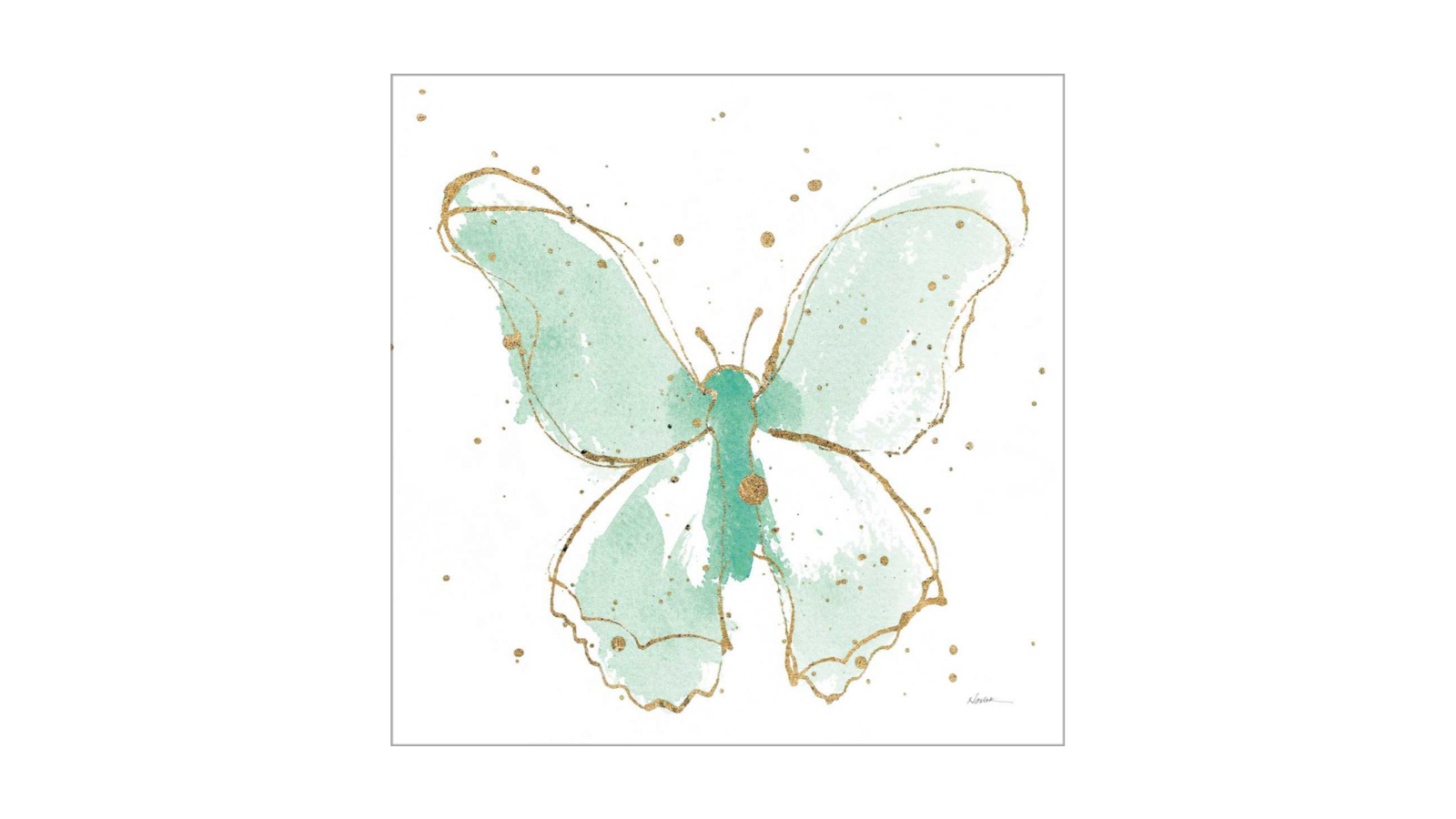 La Grolla Gilded Butterflies II Mint Unframed Canvas Wall Art