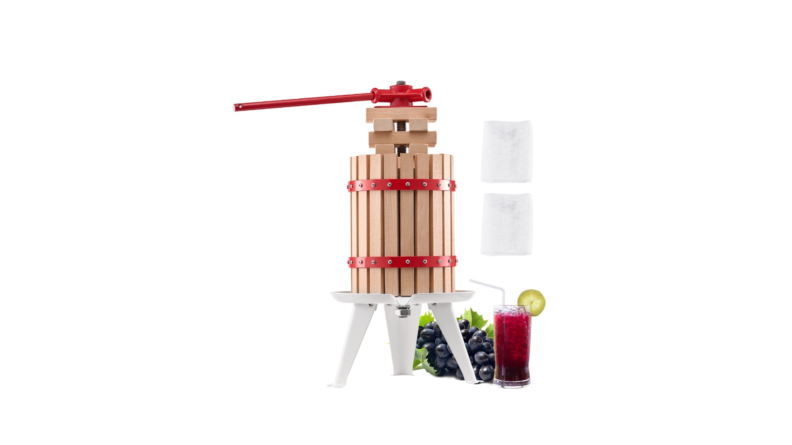 Vevor Manual Wood Basket Fruit Wine Press - 6L