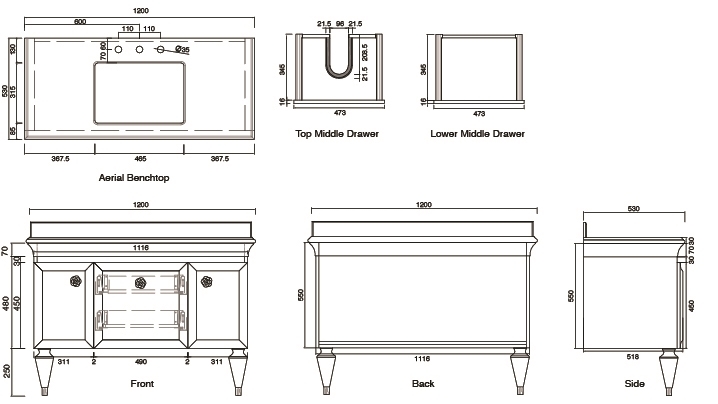 Parisi Glamour Silk 1200 Floor Standing Vanity Harvey Norman