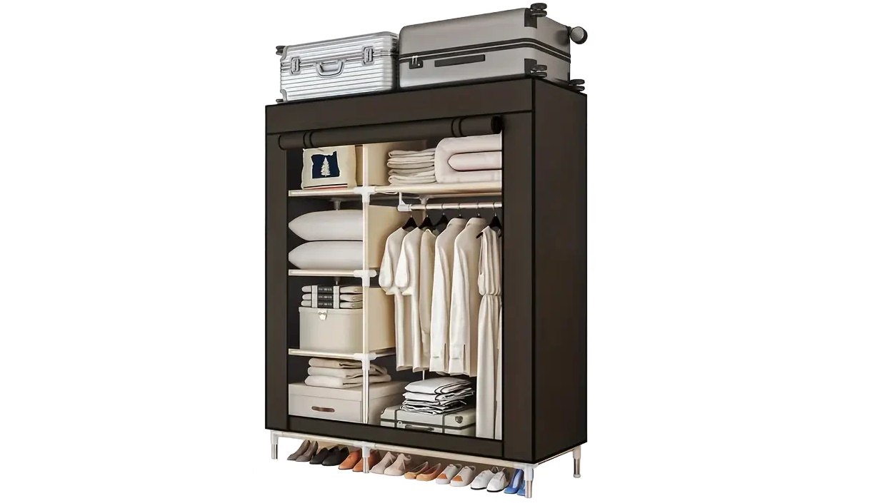 NNETM Modern Clothes Storage Wardrobe with Dustproof Cover