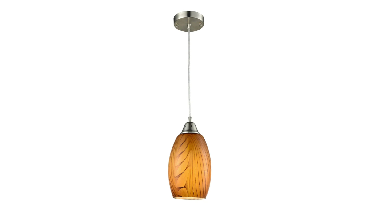GLAZE Interior Hand Blown Amber Glass Ellipse with swirls Pendant Light