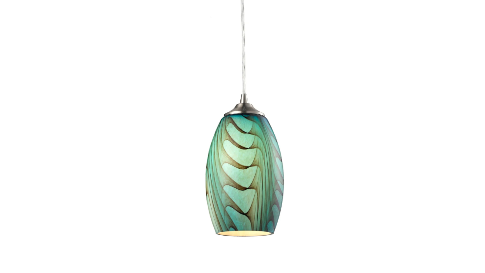 GLAZE Interior Hand Blown Blue Ellipse Glass with swirls Pendant Light