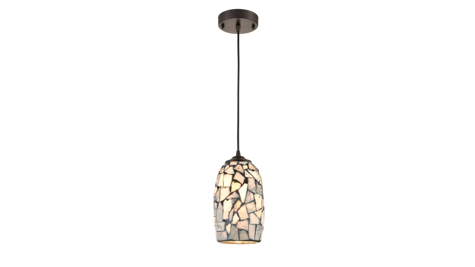 GLAZE Interior Hand Blown Dark Stone Mosaic Ellipse Glass Pendant Light