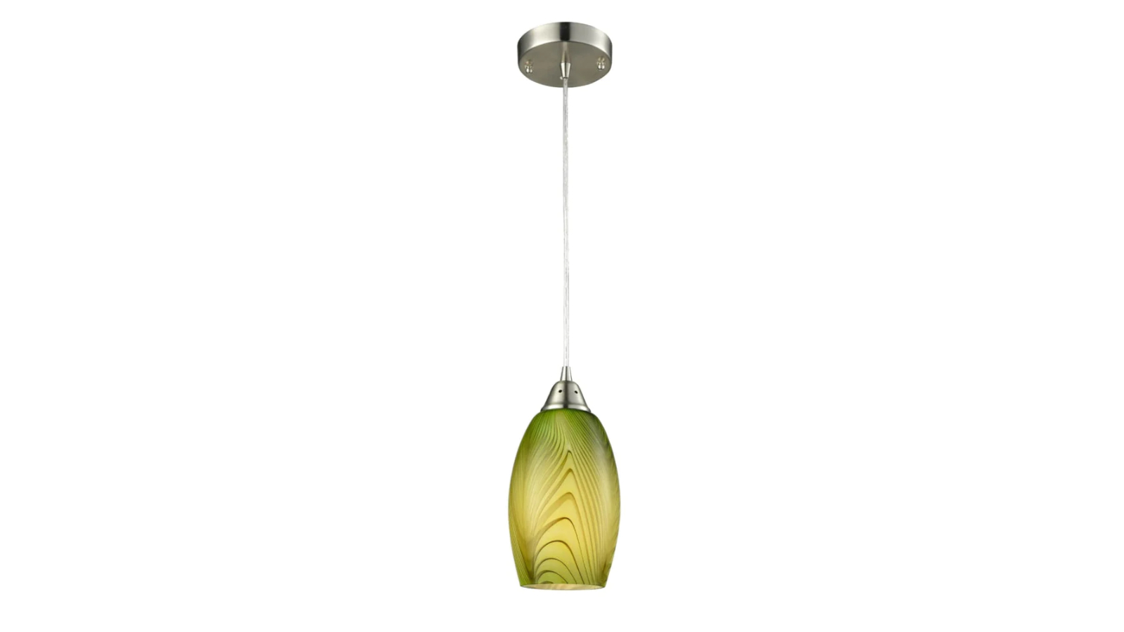 GLAZE Interior Hand Blown Green Ellipse Glass with swirls Pendant Light