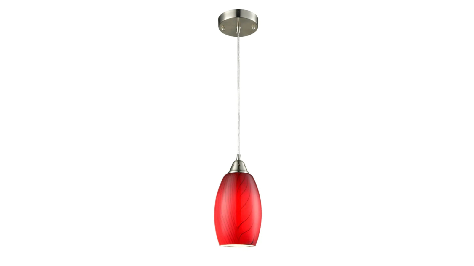 GLAZE Interior Hand Blown Red Ellipse Glass with Swirls Pendant Light