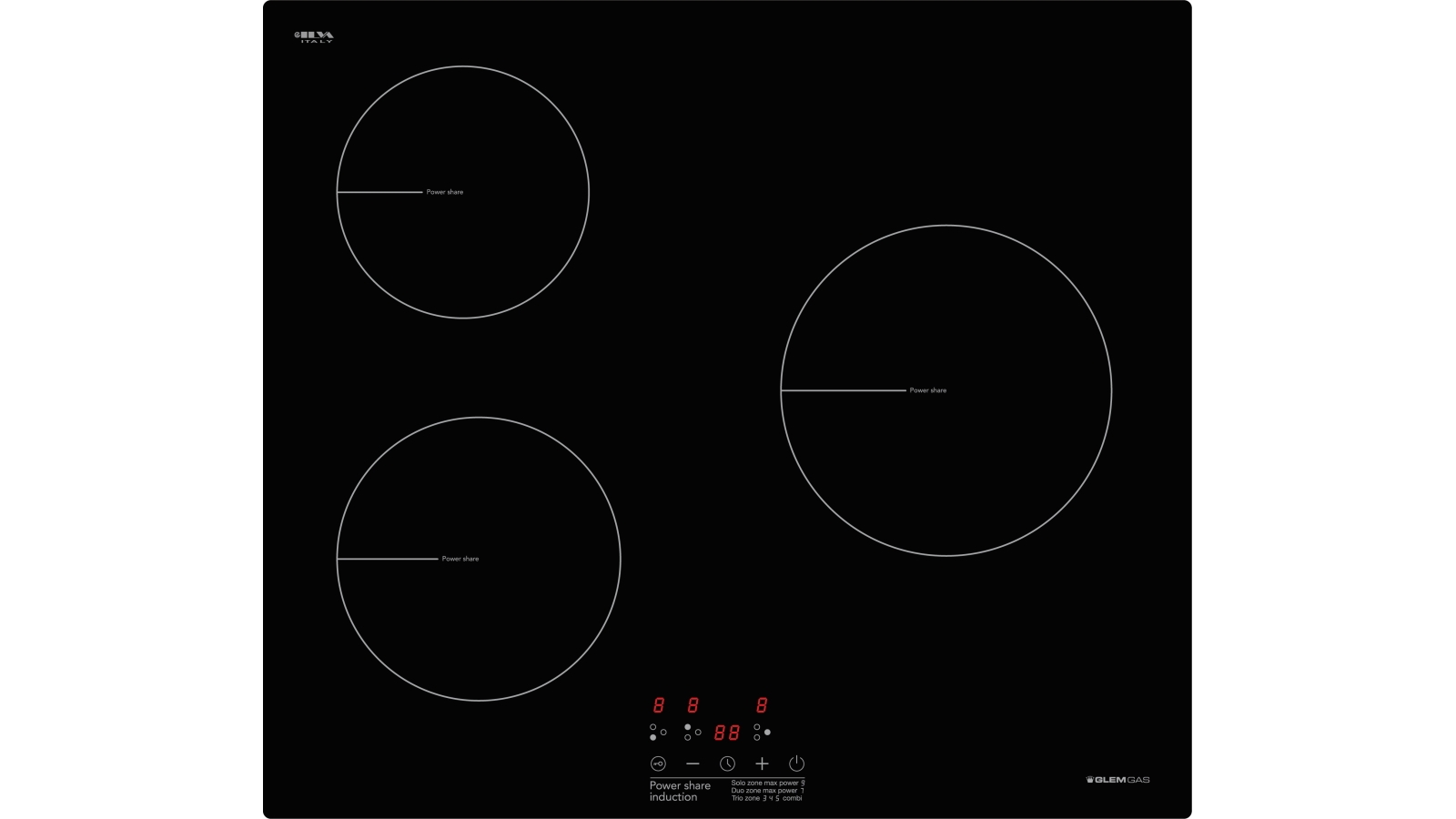 Glem Gas 600mm 3 Zone Induction Cooktop