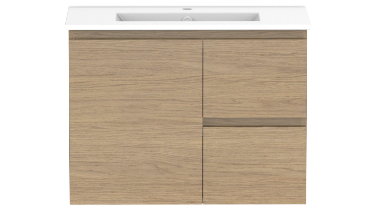 ADP Glacier Twin Lite Ensuite Door & Drawer 750mm Wall Hung Vanity with Ceramic top