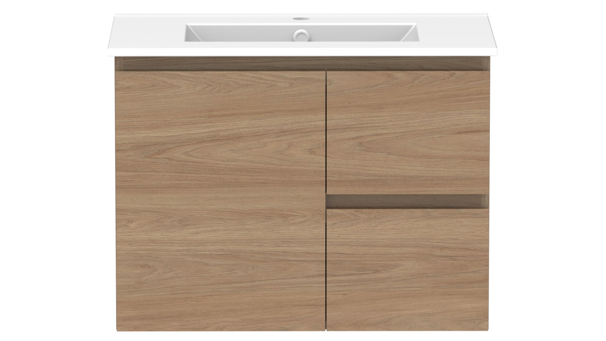ADP Glacier Twin Lite Door & Drawers 750mm Wall Hung Vanity with Ceramic top