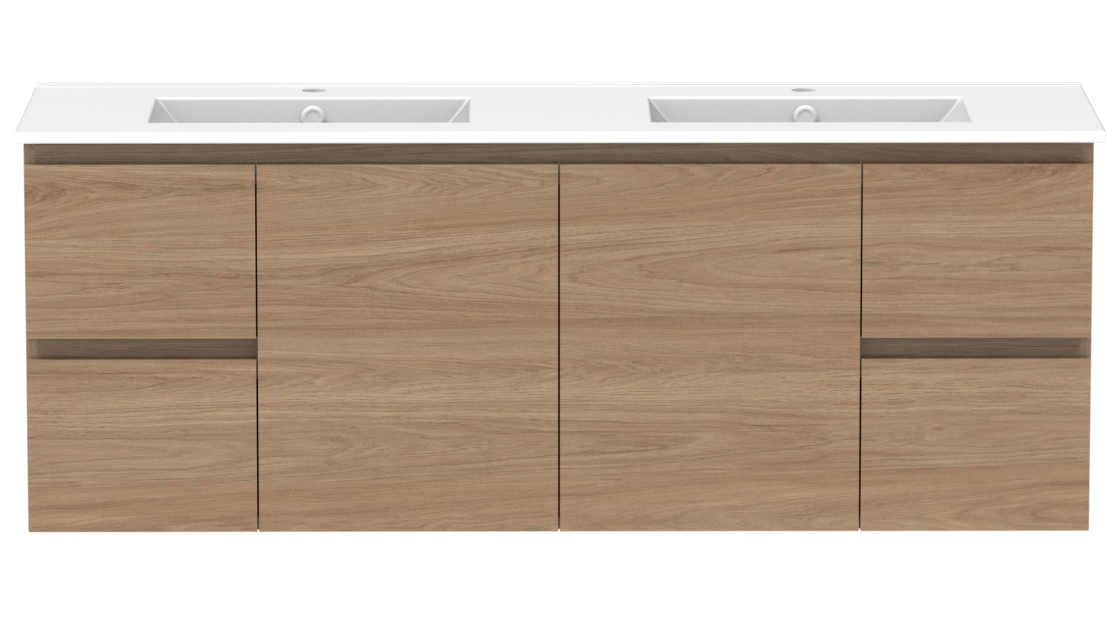 ADP Glacier Twin Lite Door & Drawers 1500mm Wall Hung Vanity with Double Bowl Ceramic top
