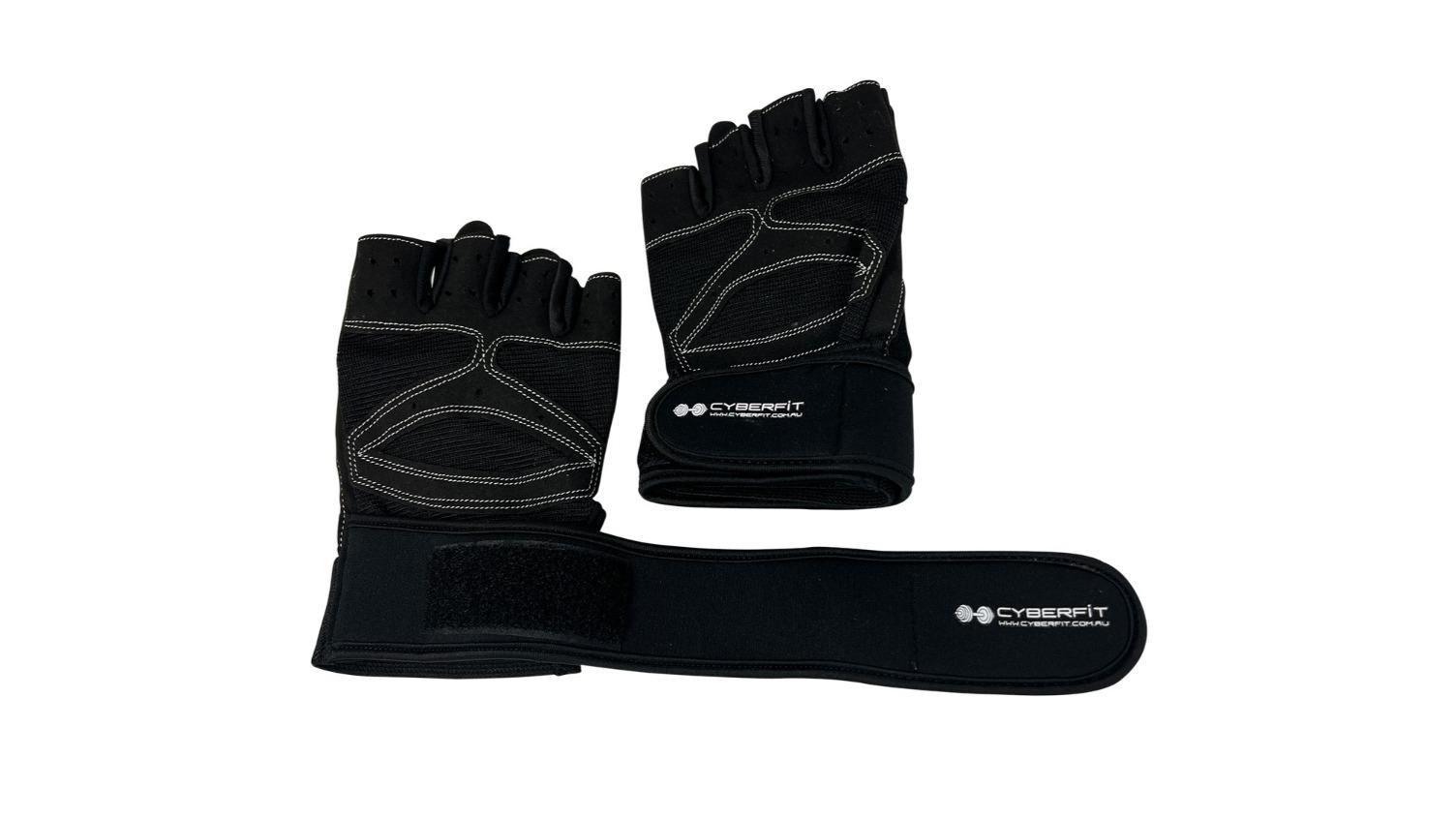 Cyberfit Elite Suede Gym Gloves with Wrist Cuff - Large