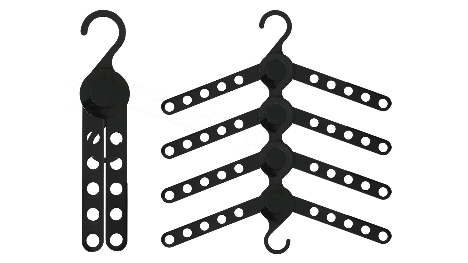Wing 50x Plus Hanger Multiple Clothes Rack Organizer Foldable 10 Holes - Black
