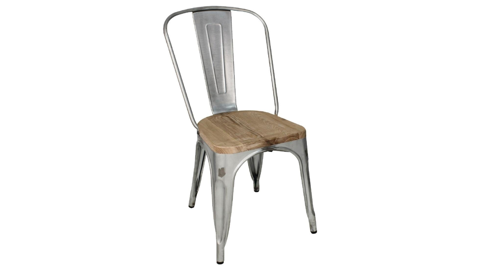 Bolero Galvanised Steel Dining SideCafe Chairs with Wood Seat Pad