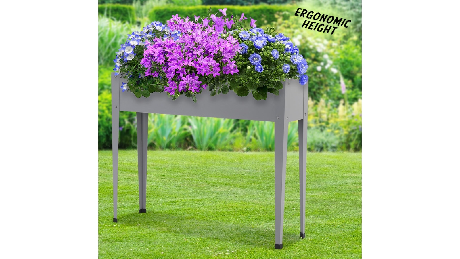 Home Ready Raised Garden Bed Stand Galvanised Steel Planter Grey